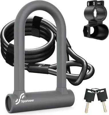 Productafbeelding van Beugelslot fiets 17 mm - Met staalkabel 1,2 m - Met houder en sleutels