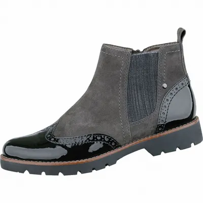 Produktbild von Jana sportliche Damen Leder Chelsea Boots graphit, Extra Weite H, Microfutter, Jana Leder-Decksohle, 1737121/37