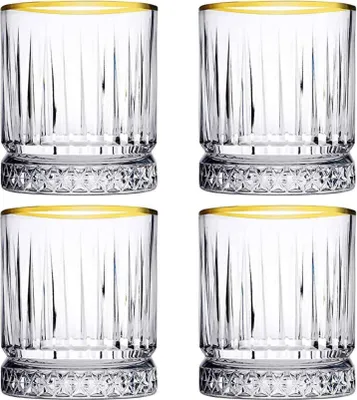 Produktbild von PAŞABAHÇE Elysia Gold Pohár na whisky, objem: 0,35 litra, výška: 98 mm, priemer: 84 mm, 4x