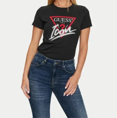 Obrázek produktu pro GUESS Dámské tričko s krátkým rukávem SS CN ICON TEE Black XS