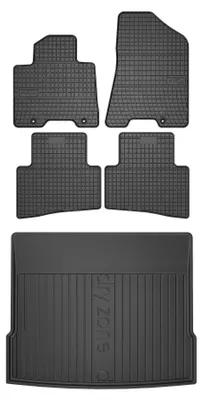 Productafbeelding van Rubberen automatten + kofferbakmat voor Hyundai Tucson III 2015-2020 (SUV) – 5-delig, zwart, op maat – Wielganizator SolidPRO