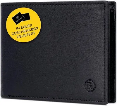 Produktbild von RUTAKO Herren-Geldbörse aus Leder mit RFID-Schutz, groß mit Münzfach, echtes Leder