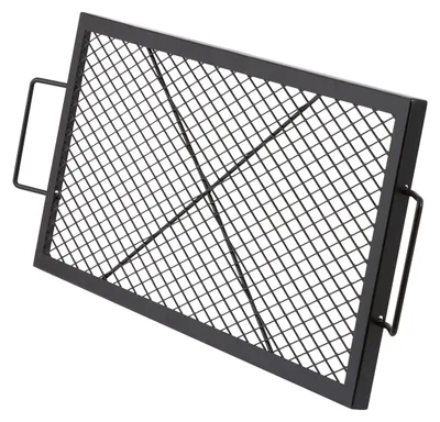 Produktbild von 810 x 380 x 25 mm X-Marks Feuerstellen-Grillrost, Rechteckiger Grillrost, Lagerfeuer-BBQ-Grillrost aus Stahl mit Griff, Tragbares Camping-Kochgeschirr für Partytreffen im Freien, Schwarz