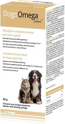 Produktbild von Ergänzungsfuttermittel für Hunde und Katzen DogoOmega Plus Omega-3-6-9-Fettsäuren 60 g