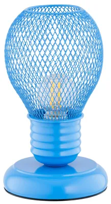 Produktbild von Tischlampe im Glühbirnen-Design, Modell PIKOLO, blau-türkis, 1xE14, 10W, Metall, Abmessungen: 21x11x11 cm, IP20, Marke: Alfa