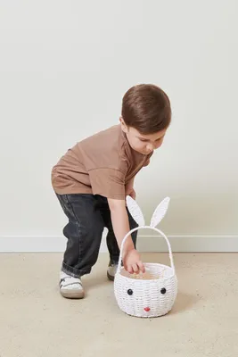 Produktbild von Osterkorb Hase mit Henkel, Weiß, 36,5 x Ø 18cm