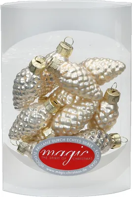 Produktbild von Christbaumschmuck Zapfen Glas 4.5cm, 12 Stück, Farbe:Champagner glanz / matt