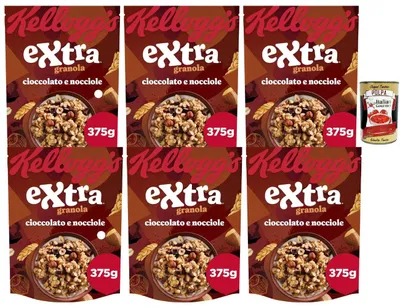 Produktbild von Kelloggs Italian Gourmet Granola Müsli croccante Schoko Haselnuss 6 x 375g Hafermix