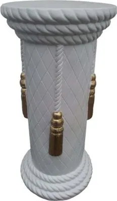 Produktbild von Casa Padrino Barock Säule Weiß / Gold H. 76 cm - Prunkvolle runde Kunstharz Deko Säule - Dekorative Accessoires im Barockstil