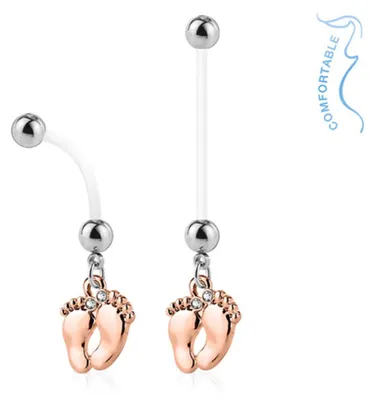 Produktbild von Schwangerschafts-Piercing: Bauchnabelpiercing für Schwangere „Füße“ Rose Gold
