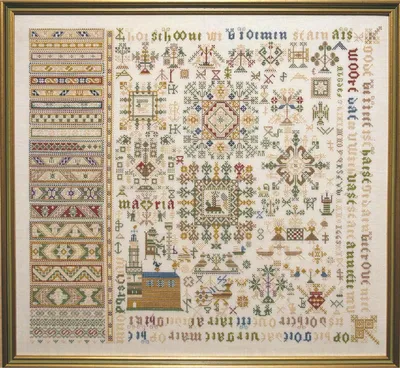 Produktbild von Permin Kreuzstich Stickpackung "Mustertuch Antique", Zählmuster, 61x57cm, 39-8406