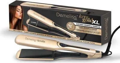 Immagine prodotto di Piastra per capelli SAINT ALGUE Demeliss Kera-GOLD XL, piastre larghe 45 mm, cheratina, 14 livelli di temperatura, display digitale