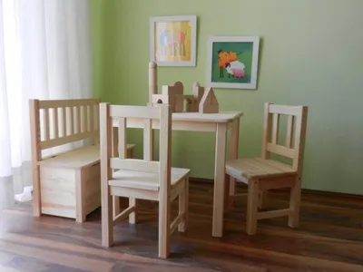 Produktbild von Bambini Kindersitzgruppe mit Kindersitzbank aus unbehandeltem Massivholz