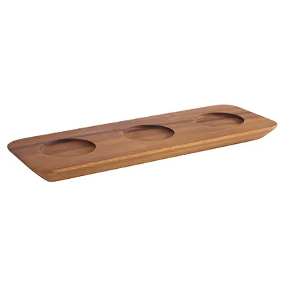 Image de APS Planche de service avec 3 encoches en bois d'acacia 31x11cm