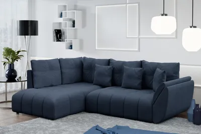 Image de AX LIVING Canapé avec fonction lit canapé d'angle bleu Corleone 268cm