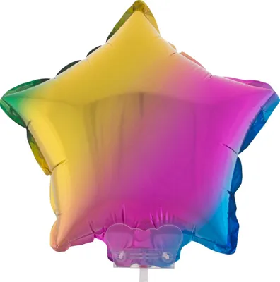 Produktbild von Stern Folienballon 28 cm mit Stab - Regenbogen