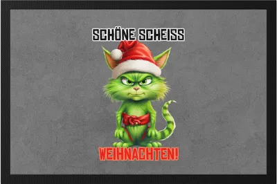 Produktbild von Schöne Scheiss Weihnachten Fußmatte Katze Cat Weihnachtsmuffel Weihnachtsgeschenk für Katzenbesitzer
