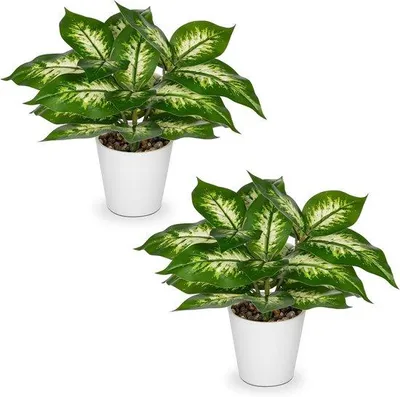 Image de Lot de 2 plantes artificielles blanches, 25 cm, décoratives