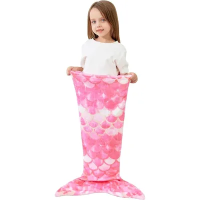 Produktbild von Minicee Kinder Meerjungfrauen Decke Flanell, Schlafsack 130–170 cm, Rosa