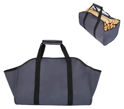 Image de Sac de transport pour bois de chauffage, toile grise, 60x40x34 cm, imperméable