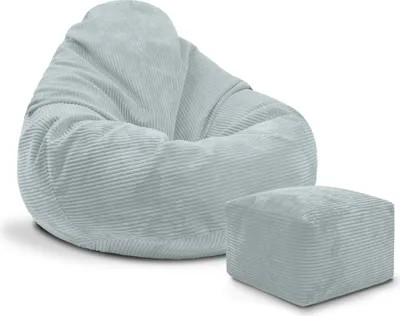 Produktbild von Dreamroots,Bean Bag 90x90x100 cm Sitzsack mit Lehne und Hocker und Bezug Sitzkissen Boden Chill Sack Bubibag Sitzsack Sitzsack mit Füllung, Green Lily