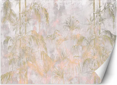 Produktbild von Vlies fototapete Dschungel Blätter Pflanzen Beton 350x245 cm Feeby Gold inkl. Kleber einfache Montage