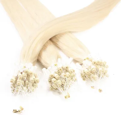 Produktbild von hair2heart Microring Extensions ľudské vlasy rovné - 25 prameňov 1g 50cm 10/0 svetlá blond