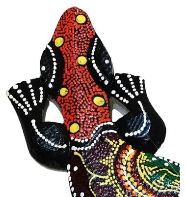 Immagine prodotto di Geco lucertola figura decorativa decorazione da parete figura in legno figura da parete Africa Asia dotpainted dotpainting salamandra, L
