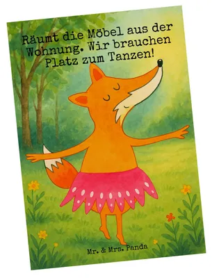 Produktbild von Mr. & Mrs. Panda Postkarte Fuchs Ballerina Design - Weiß - Geschenk, Ansichtskarten, Party, bildkarte, Ansichtskarte, Postkarten, Yeah, Ballett, Grußkarte, Geburtstag