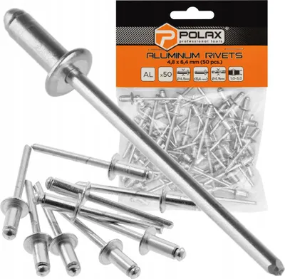 Immagine prodotto di Rivetti ciechi in alluminio 4,8 x 6,4 mm (50 pezzi)