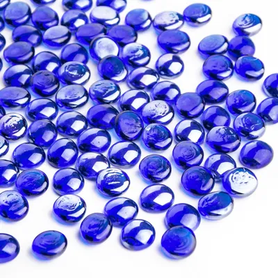Flache Glaskiesel 0,44 kg blau ~ 150 Stück für Vasen & Deko