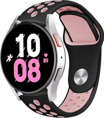 Produktbild von Strap-it Samsung Galaxy Watch 5 - 44mm Sportarmband (Schwarz/Rosa)