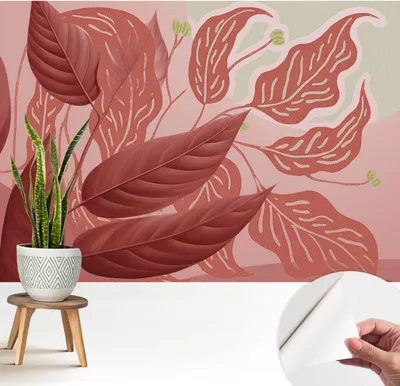 Obrázek produktu pro Samolepicí fototapeta – 208 x 146 cm – tapeta – nástěnná tapeta – nástěnné obrazy – samolepicí fólie – dekorativní fólie – tapetová fólie – stěna – dekorace – obývací pokoj –listy