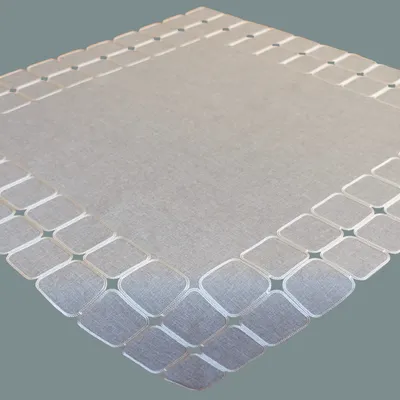 Produktbild von Tischdecke 85 x 85 cm hellgrau ecru Kurbelstickerei Quadrate