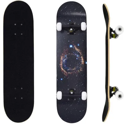 Productafbeelding van Skateboard, compleet, 31x8 inch, geschikt voor kinderen, tieners en volwassenen. 7-laags eskerhout, concaaf, met Nebulae-print