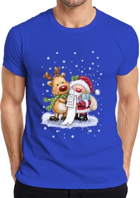 Produktbild von Santa Klaus Rudolf Rentier Schnee - Weihnachten Weihnachtsgeschenk Christmas Herren T-Shirt, Blau, XL
