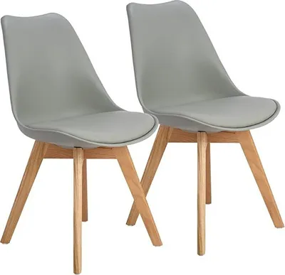 Image de IPOTIUS Chaises de salle à manger Pieds en bois massif Chaises rembourrées Chaises de salle à manger Lot de 2 Gris