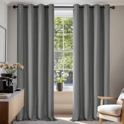 Immagine prodotto di Tende oscuranti con passanti, set da 2, grigio chiaro, 260x140 cm, oscuranti, protezione dal freddo