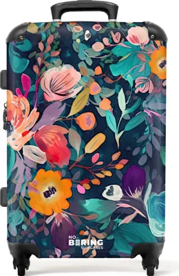 Produktbild von NoBoringSuitcases.com® Großer Koffer - Bunt - Blumen - Kunst - Natur - Hippie - Kombinationsschloss TSA - Hartschalen Trolley 4 Rollen - 72 liter - Reisekoffer - 66 cmKoffer Mittelgroß 67x43x25 cm, 72L,