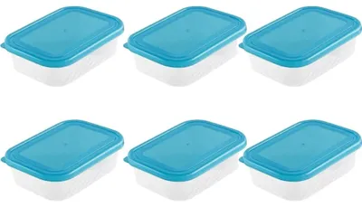 Zdjęcie produktu dla Zestaw 6 słoików na żywność Blue box 0, 5l - prostokątne 150 x 105 x 45 mm