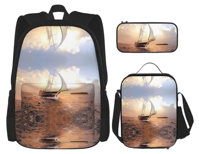 Imagen del producto de Conjunto de mochila con estuche para el almuerzo, ideal para la escuela y el tiempo libre
