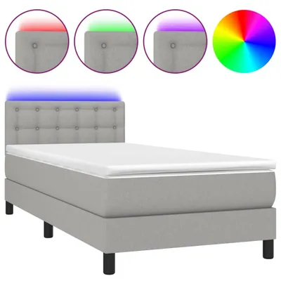 Produktbild von vidaXL Boxspringbett mit Matratze & LED Hellgrau 80x200 cm Stoff