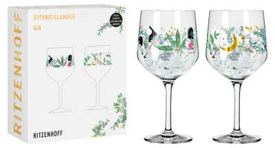 Obrázok produktu pre Sada dvoch elegantných ginových pohárov s motívom hviezdy a mesiaca, objem 700 ml