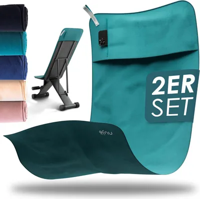Produktbild von Nujë Mikrofaser Fitnesshandtuch 125x50 cm mit Reißverschlusstasche – Green 2er