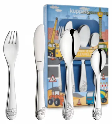 Produktbild von Kuppels 4-tlg. Kinderbesteck Set BAUSTELLENHELDEN 4-teilig silberfarben