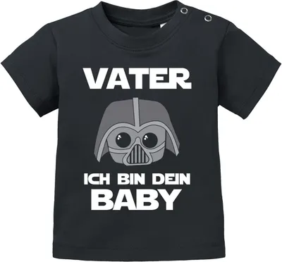 Produktbild von Baby Kurzarm T-Shirt Vater ich bin dein Baby Babyshirt Bio Baumwolle Jungen Mädchen lustig Spruch Shirt Moonworks® schwarz 80/86 (10-15 Monate)
