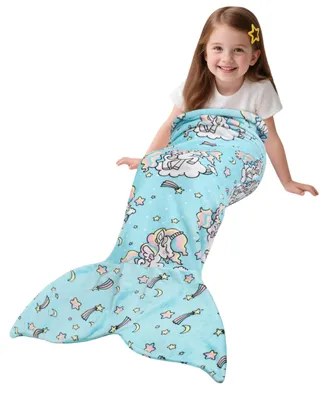 Produktbild von Solidchoice – Meerjungfrauen-Decke aus Plüsch-Fleece – Kuscheldecke für Kinder