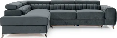 Image de Best Mobilier Talisay - canapé d'angle gauche - 5 places - convertible avec coffre - en velours , Gris