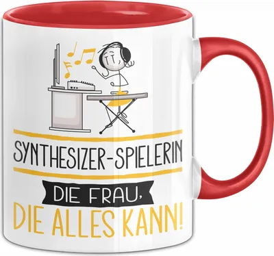 Produktbild von Synthesizer-Spielerin Geschenk Tasse Becher Die Frau Die Allen Kann Geschenkidee für eine Synthesizer-Spielerin Lustig (Rot)