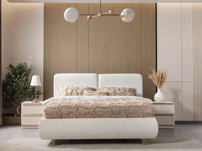 Image de Lit, 2 tables de chevet, chambre à coucher, style moderne, couleur blanche, neuf, pratique